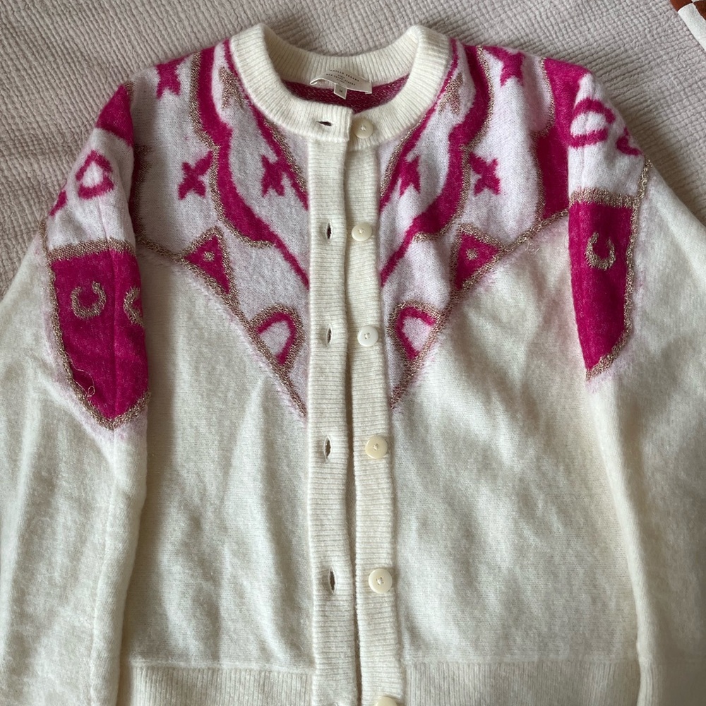 Women's Pink and White Sweater